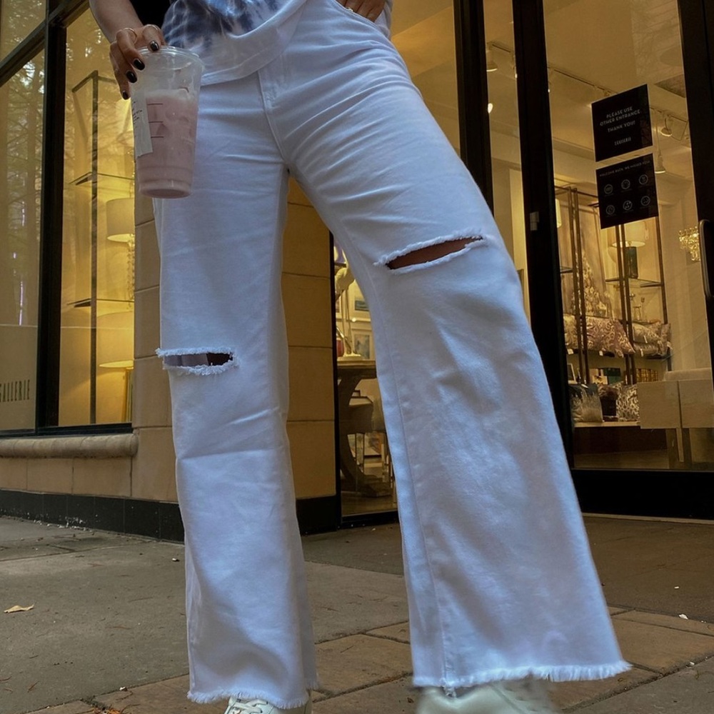 Princess Polly Cece Hammer Wide Leg Knee Rip Jeans